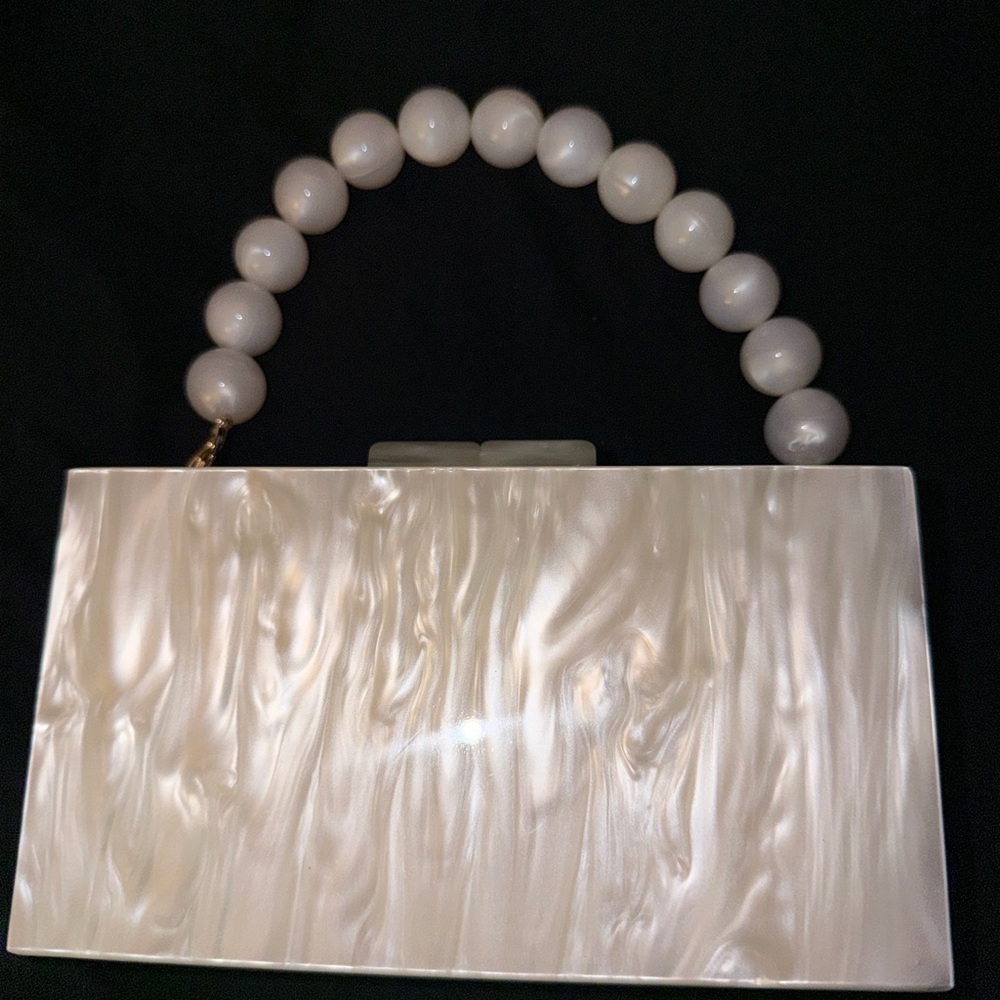 A New Day Cream Clutch with Beaded Handle